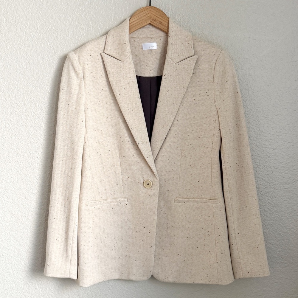 Ecru Speckled Cream Blazer Jacket